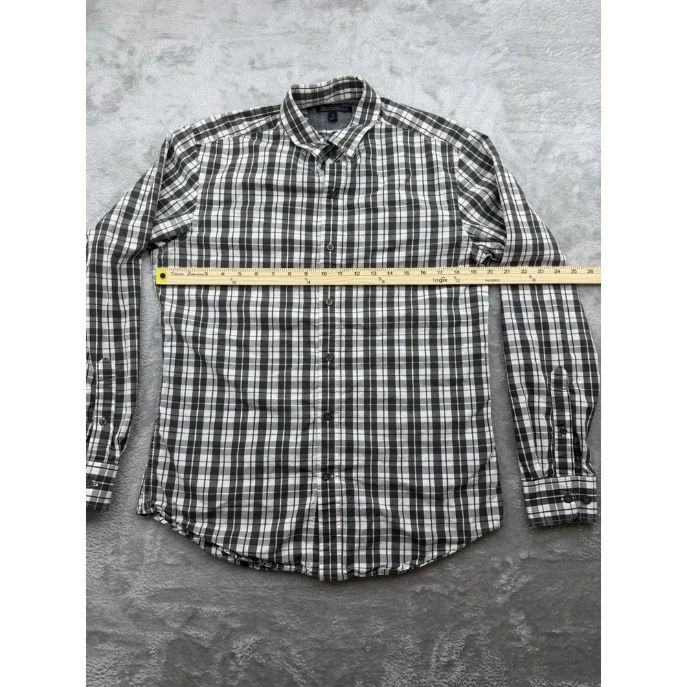 Banana Republic Soft Wash Tailored Slim Fit Shirt Men's Size M Plaid Black White